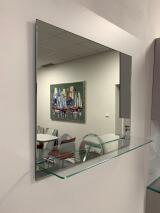 Zrcadlo 60 x 50 cm leštěná hrana polička PURE SHELF